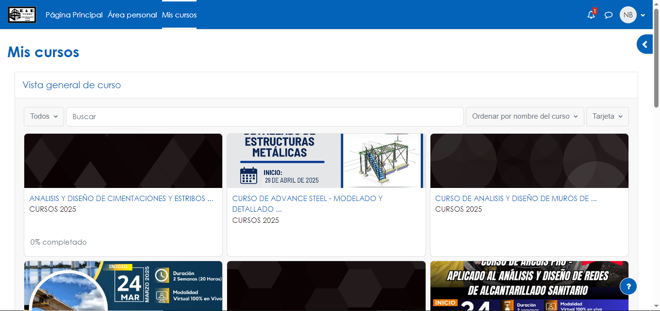 Captura: Pantalla de inicio Aula Virtual